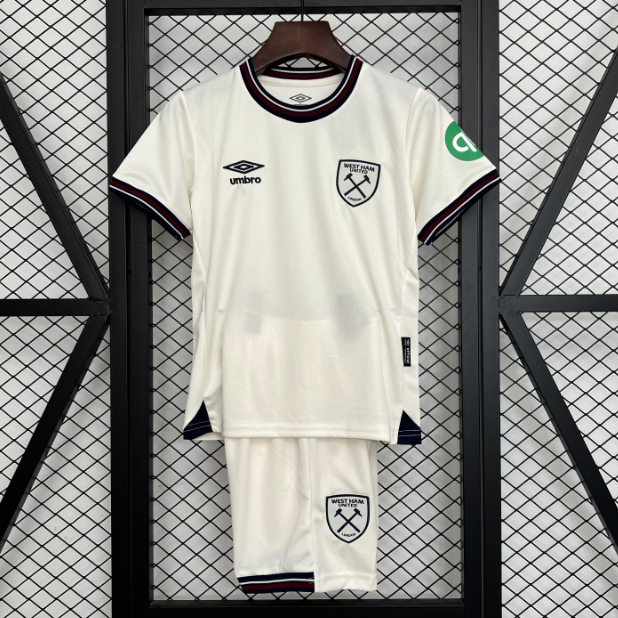 2025-26 West Ham United Kids Away Soccer Kits Shirt With Shorts